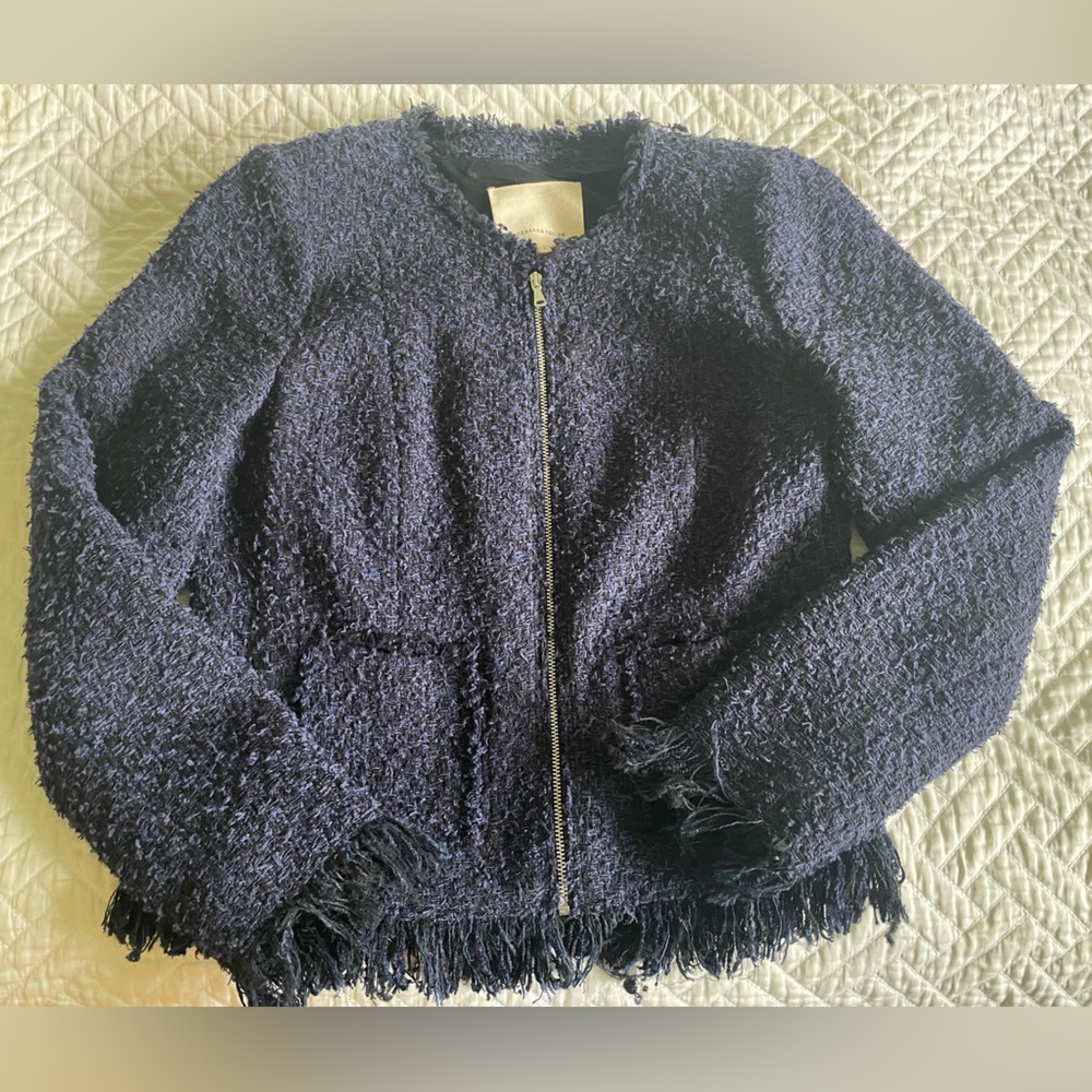 Rebecca Taylor tweed fringe blazer size 2